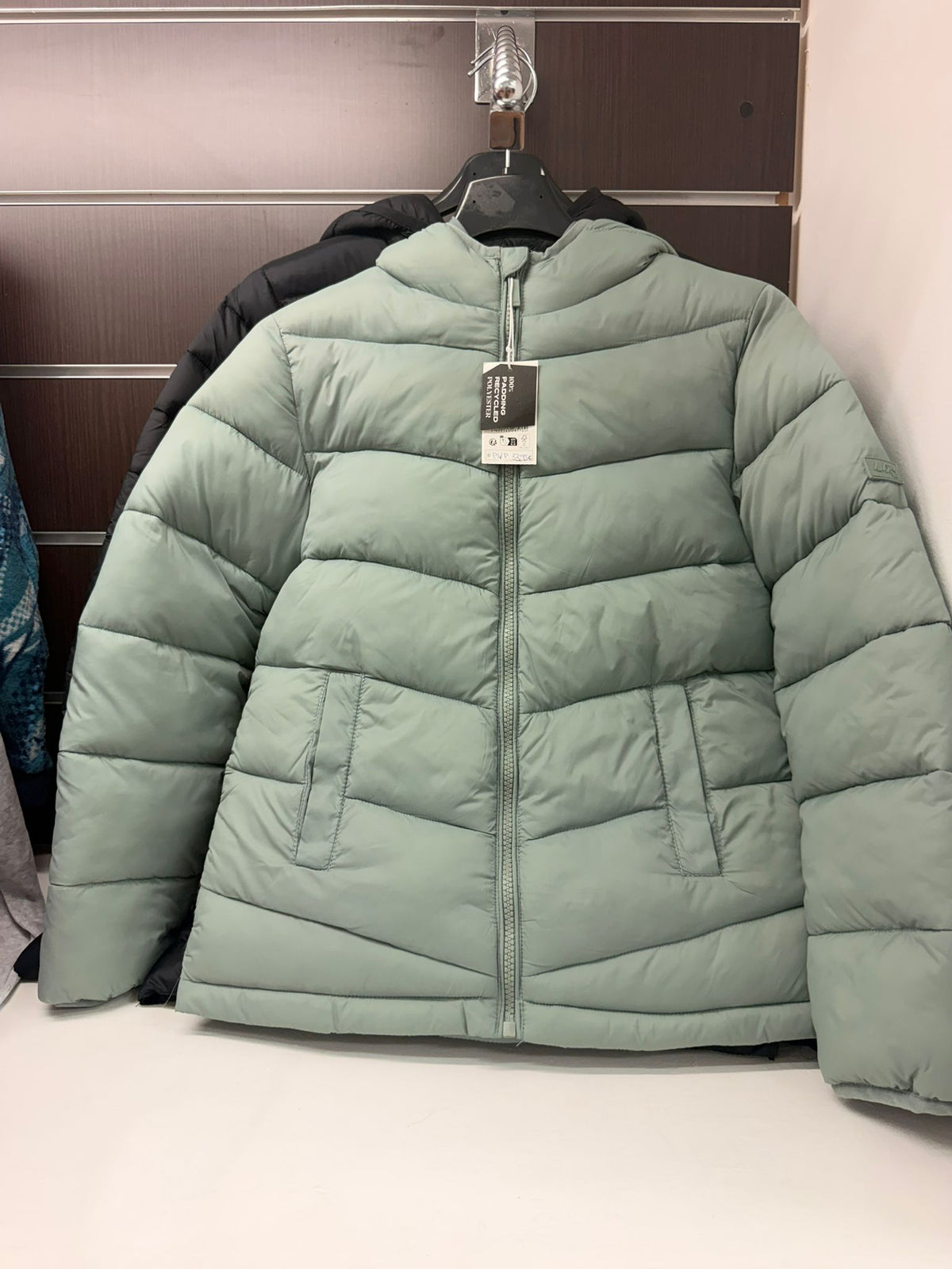 Chaqueta Teen Losan verde agua acolchada con capucha, talla 12 años