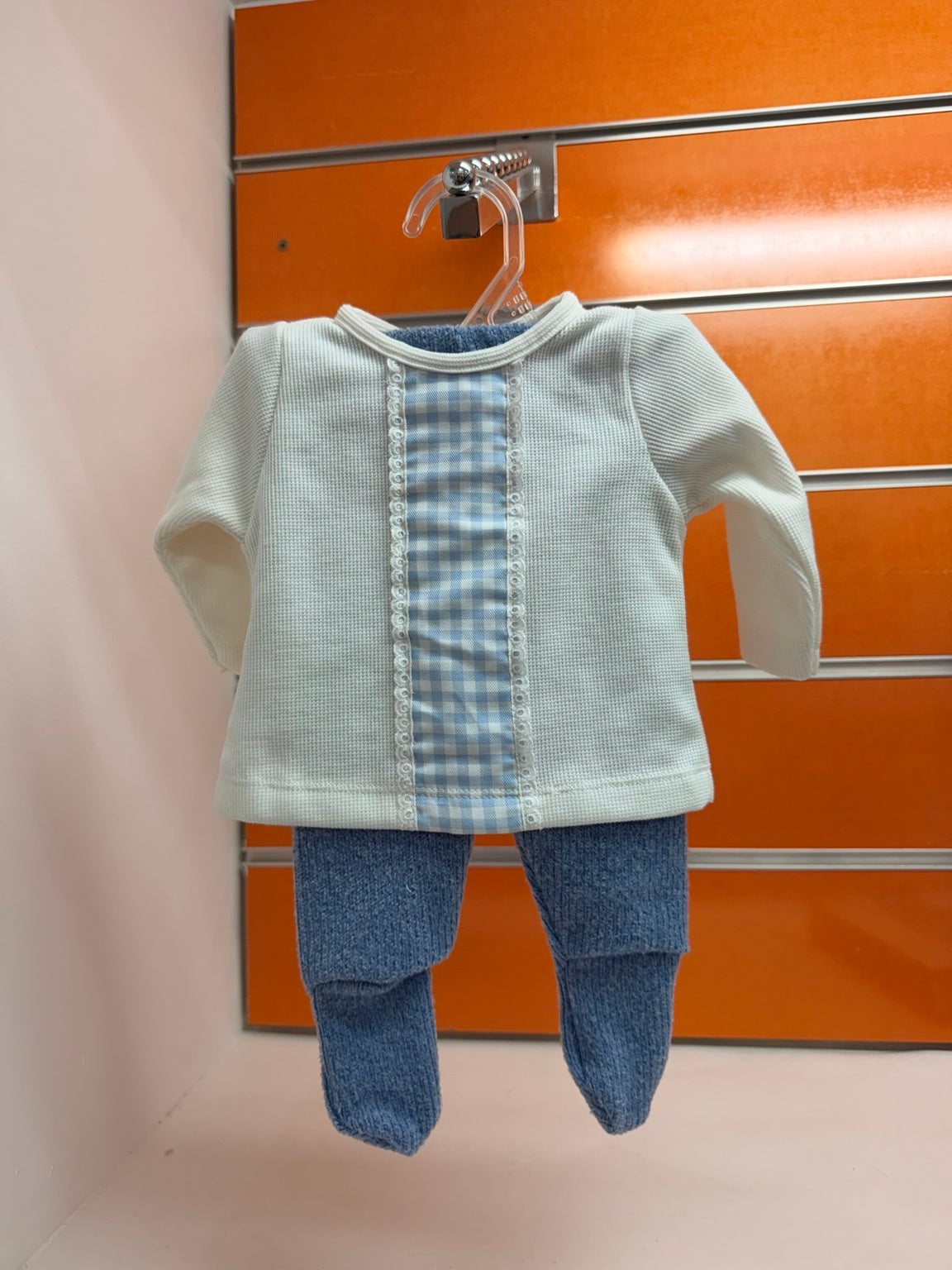 Conjunto bebé Calamaro Berg blanco y azul con polaina