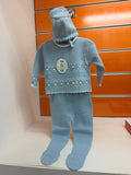 Conjunto bebé Felicia azul Brisa y blanco con polaina y gorro