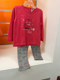 Conjunto bebé Losan color fresa con camiseta de gato y leggings, talla 9-12 meses