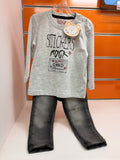 Conjunto bebé Losan gris Stickers Rock de 2 piezas talla 9-12 meses