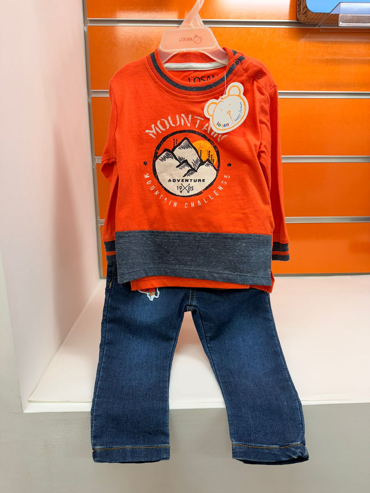 Conjunto bebé Losan naranja Adventure de 2 piezas talla 9-12 meses
