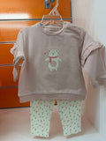 Conjunto bebé niña Losan rosa con oso y leggings florales, 3-6 meses