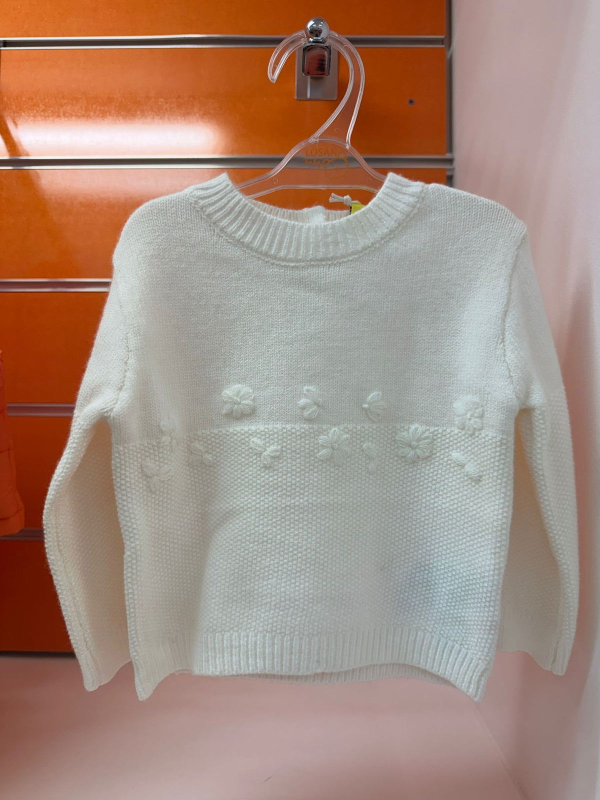 Jersey bebé niña Losan color crudo con flores, 6-9 meses