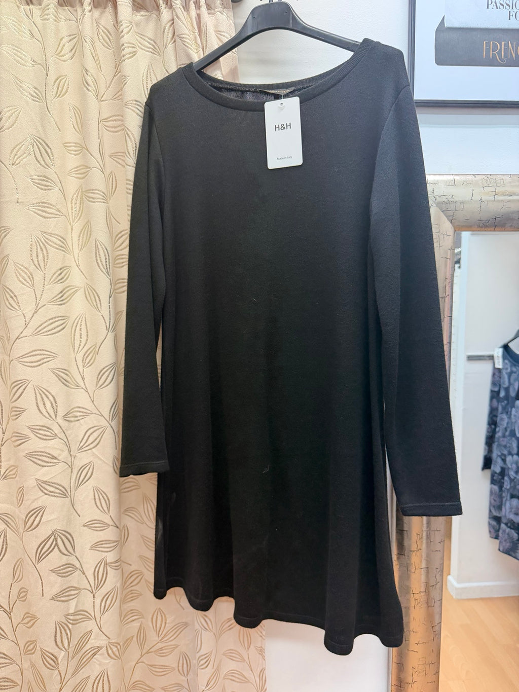 Jersey largo negro básico de mujer de manga larga