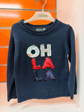 Jersey niña Losan azul marino OH LA LA con lentejuelas, talla 2 años