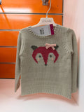 Jersey niña Losan beige con zorro y lazo, talla 2 años