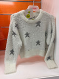 Jersey niña Losan ecru de pelo suave con estrellas grises, talla 3 años 98 cm