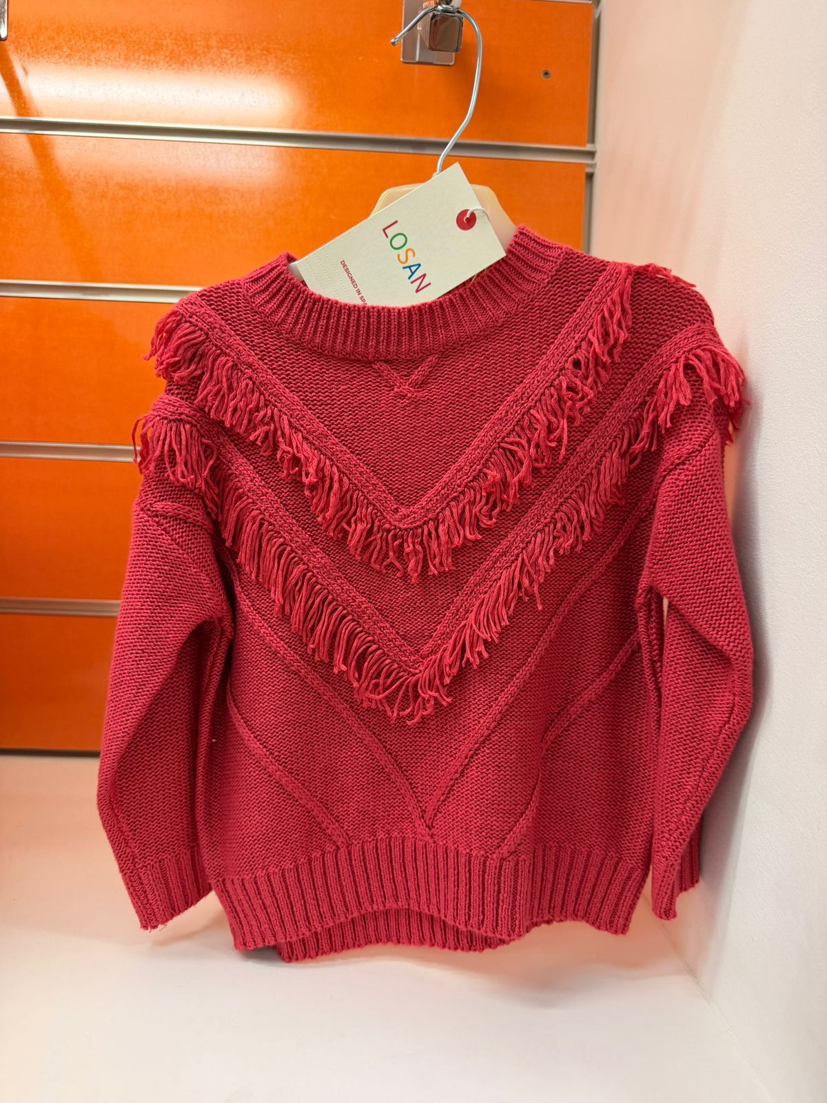 Jersey niña Losan rojo con flecos, talla 2 años