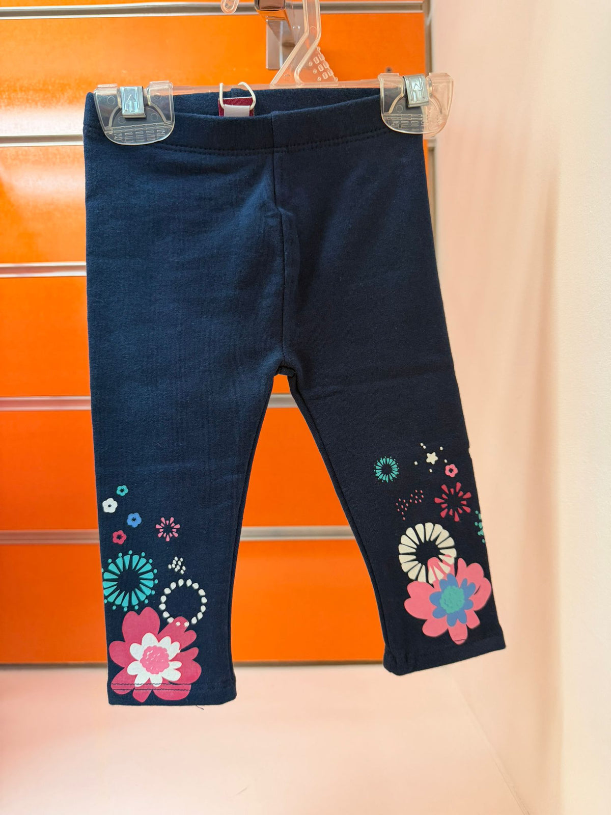Legging bebé niña Tuctuc azul con flores 6 meses