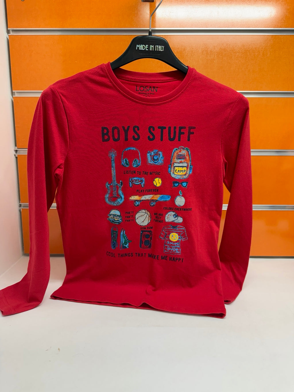 Camiseta roja manga larga Boys Stuff niño Losan