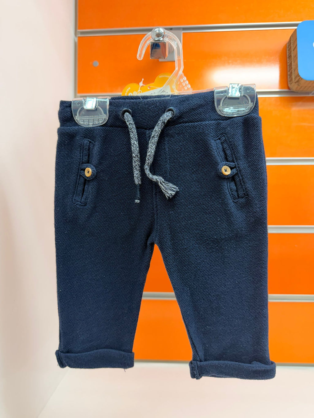 Pantalón bebé Losan azul marino con cordón y bolsillos, talla 3-6 meses