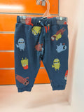 Pantalón bebé Losan azul con estampado de monstruos, talla 6-9 meses / 74 cm