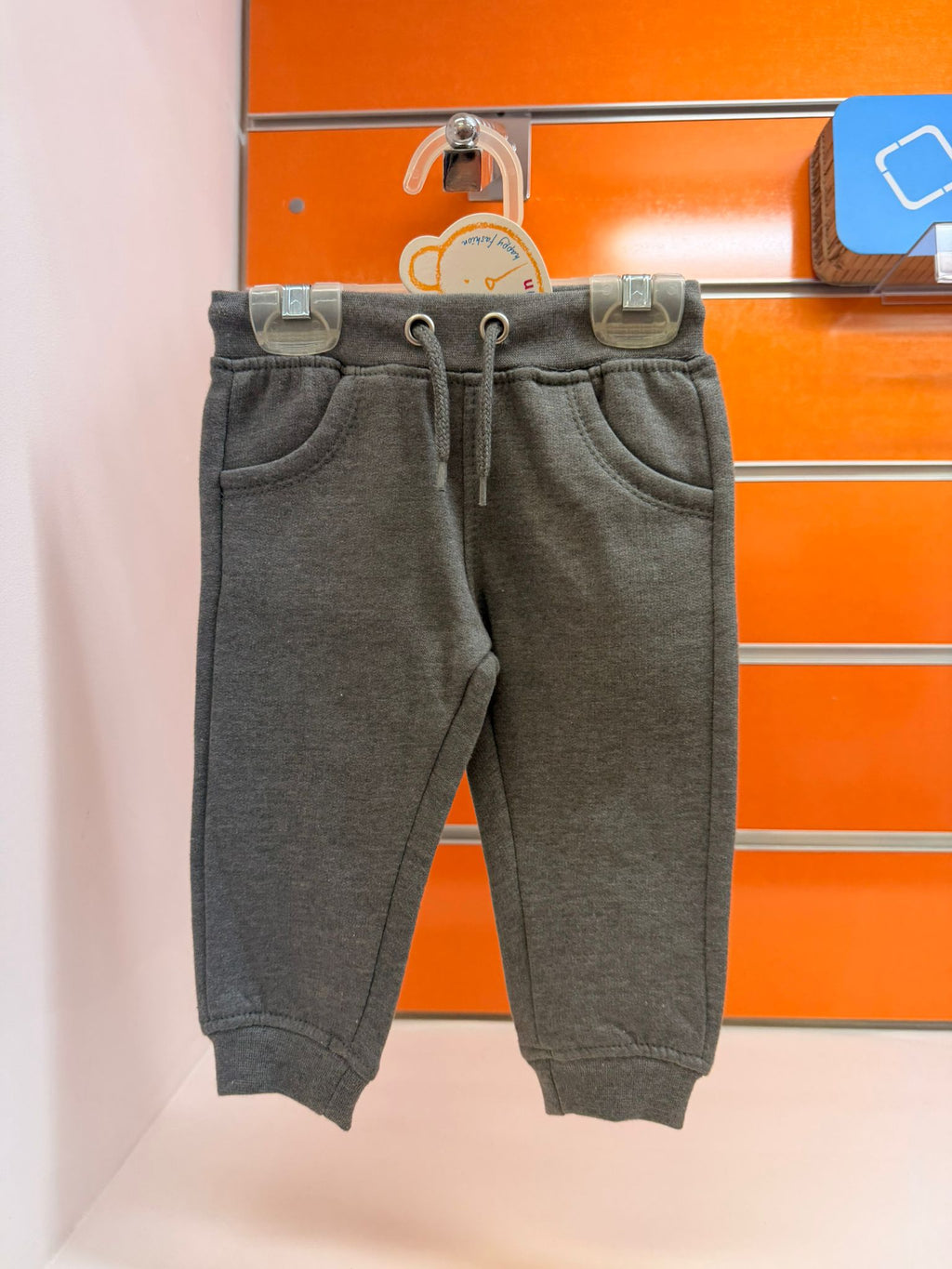 Pantalón bebé Losan gris con cordón y bolsillos, talla 3-6 meses