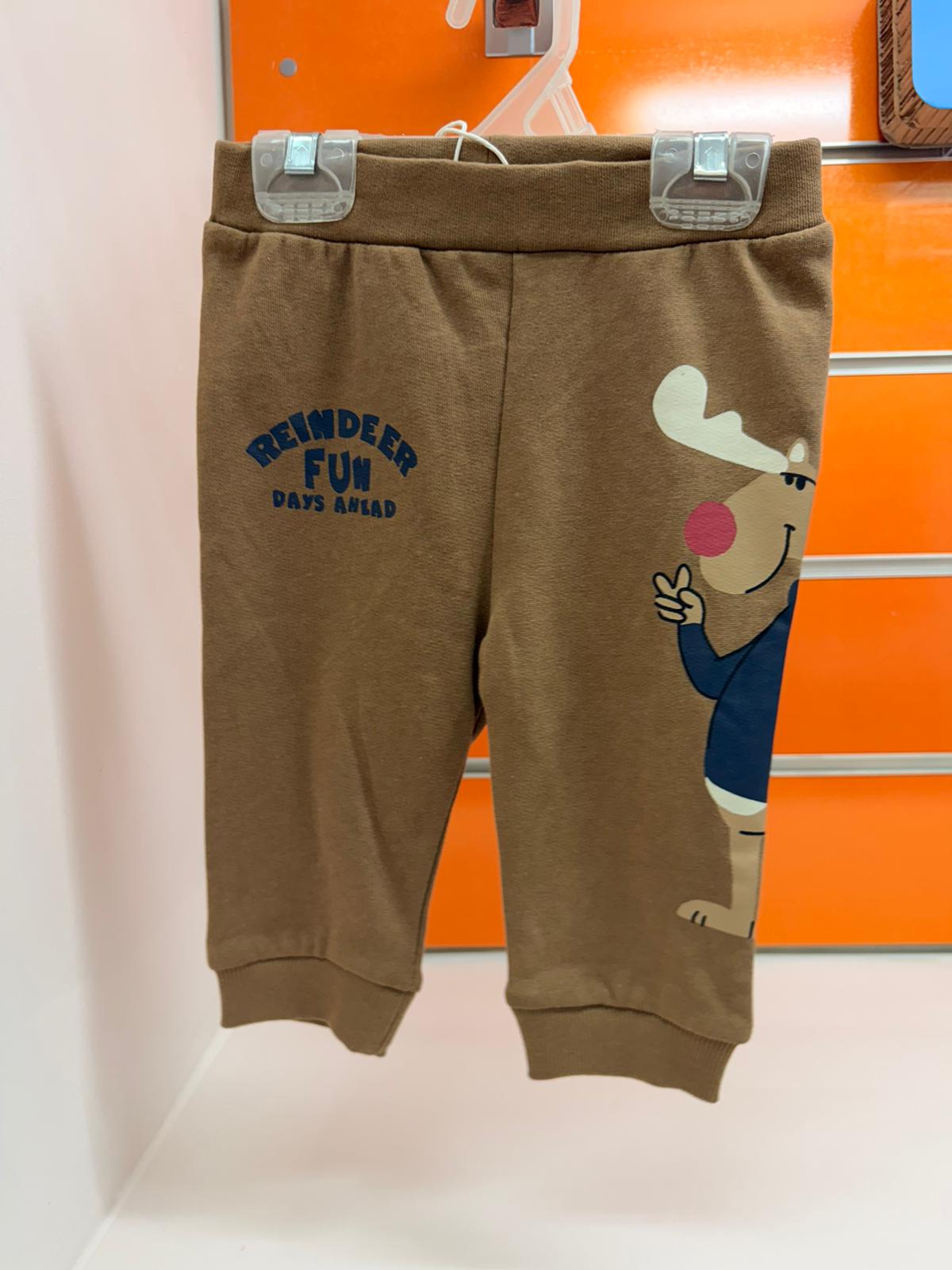 Pantalón bebé Losan marrón con estampado de reno