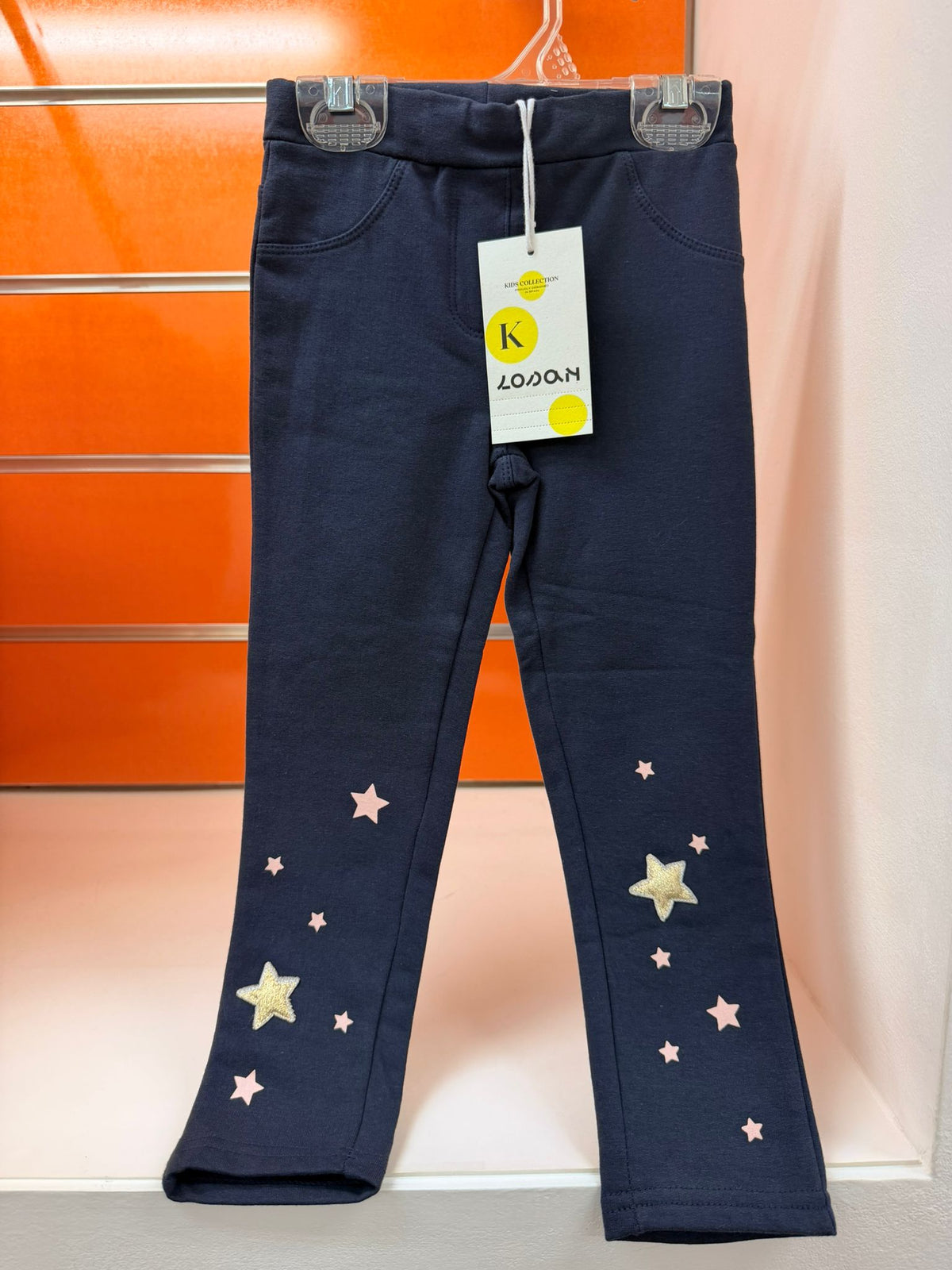 Pantalón niña Losan azul marino con estrellas, talla 3 años