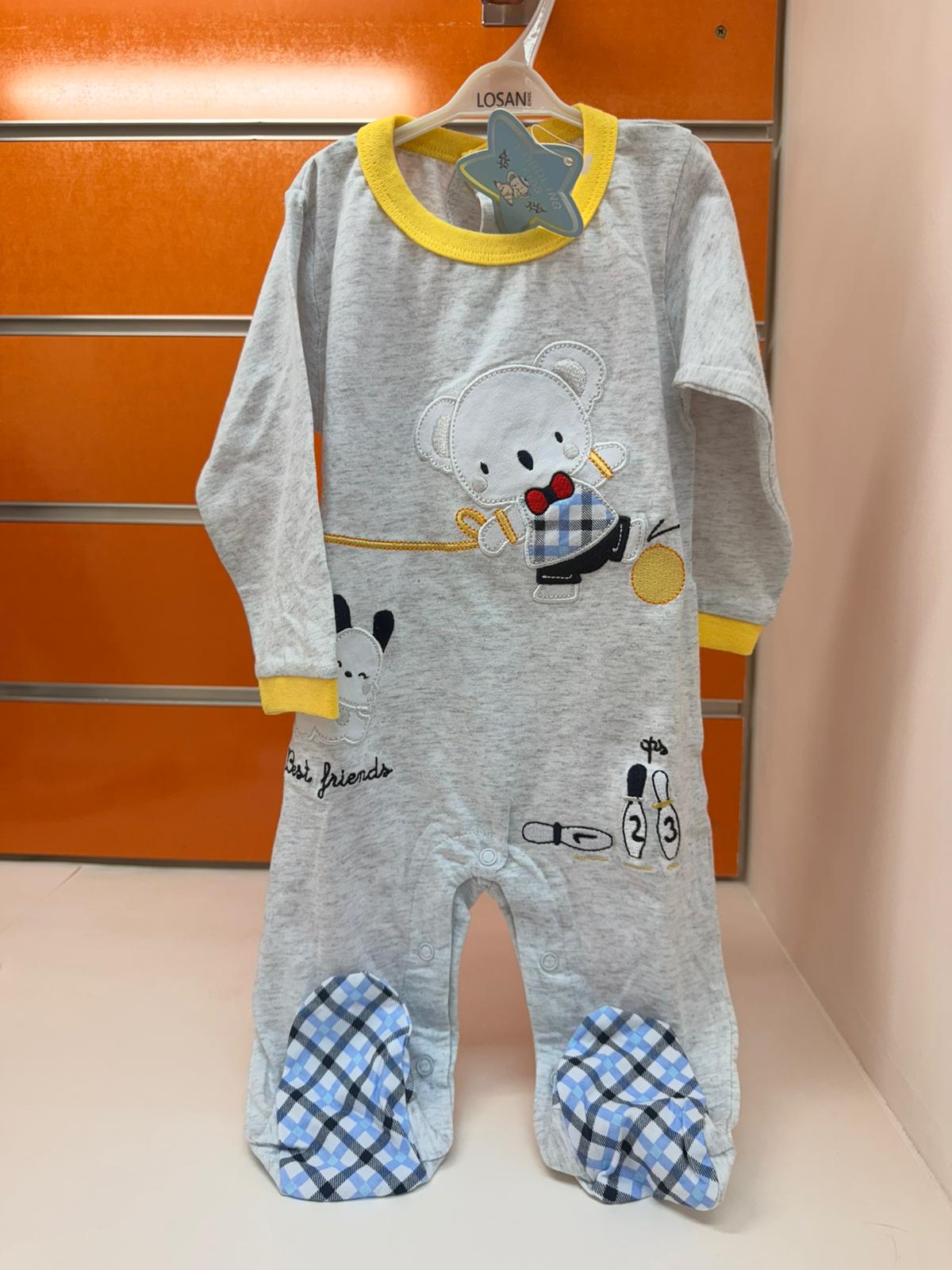 Pelele bebé Lordling Baby gris con koala y detalles amarillos, talla 6-9 meses