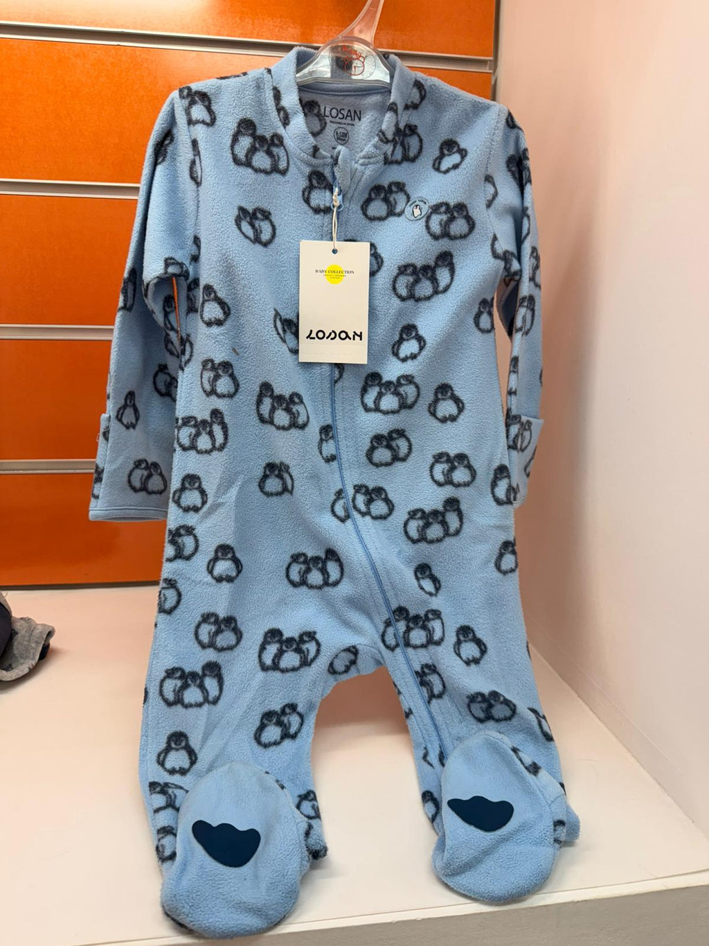 Pelele de bebé Losan azul con estampado de pingüinos, talla 9-12 meses