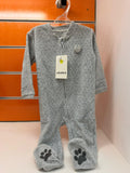 Pelele bebé Losan gris con cremallera y huellas, talla 9-12 meses
