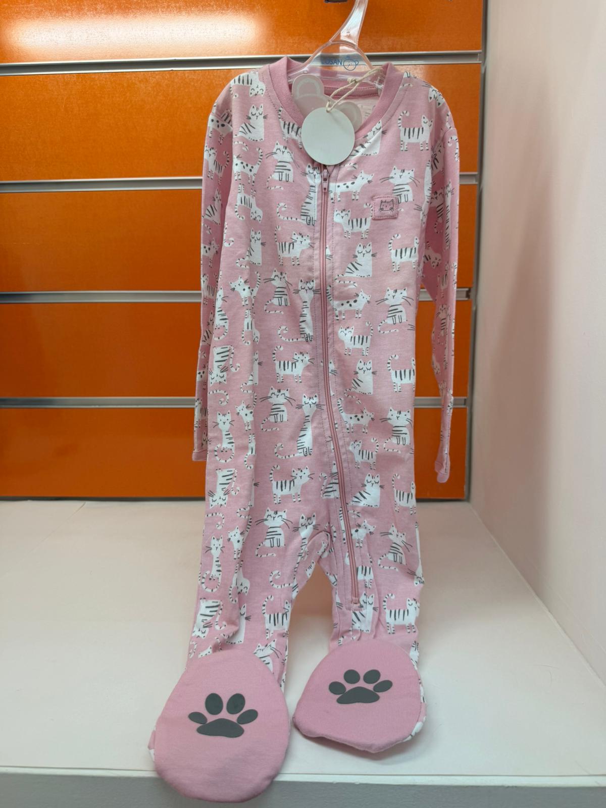 Pelele bebé Losan rosa con estampado de gatitos, talla 9-12 meses