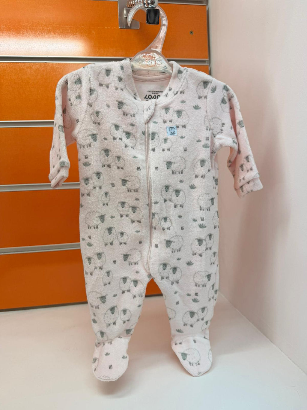 Pelele bebé Losan rosa claro Sweet Sheep con cremallera y ovejitas, talla 0-1 meses