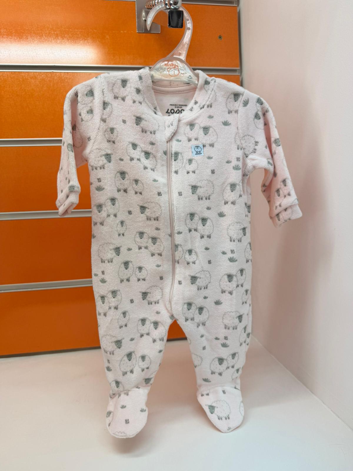 Pelele bebé Losan rosa claro Sweet Sheep con cremallera y ovejitas, talla 0-1 meses
