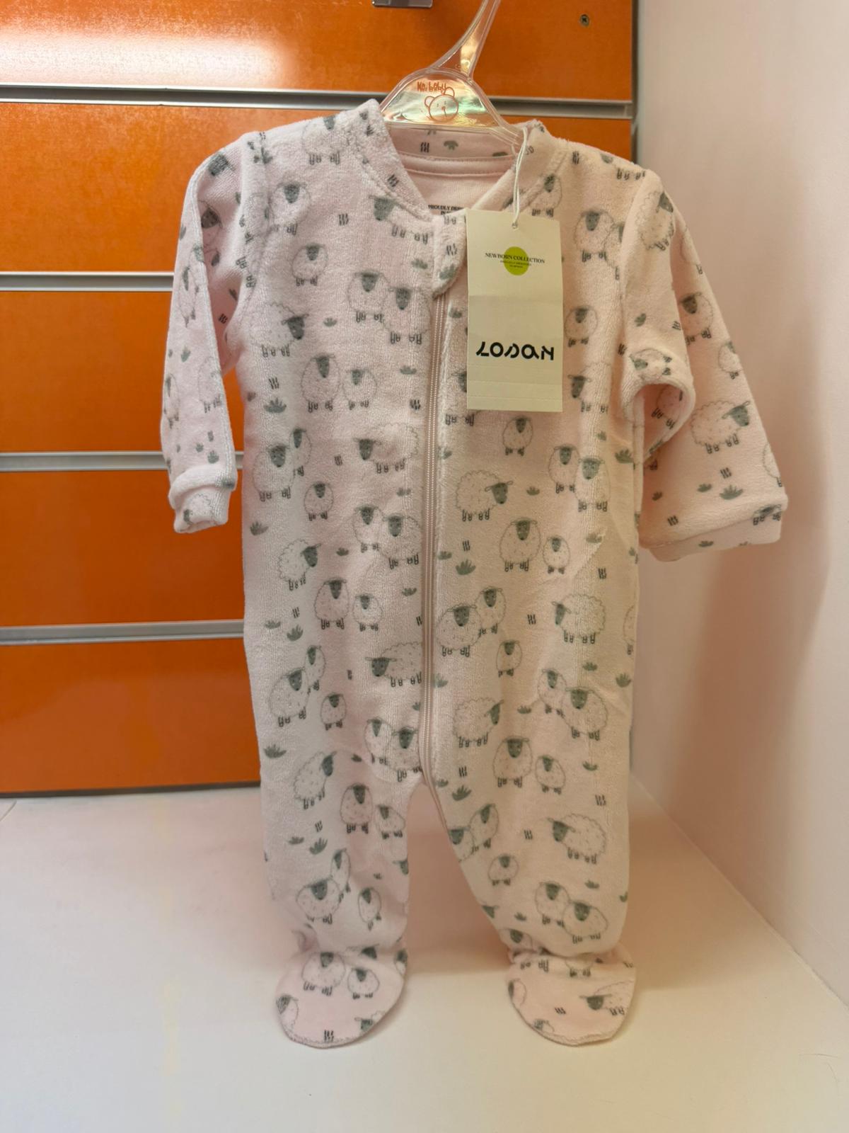 Pelele bebé Losan rosa claro Sweet Sheep con cremallera y ovejitas, talla 1-3 meses