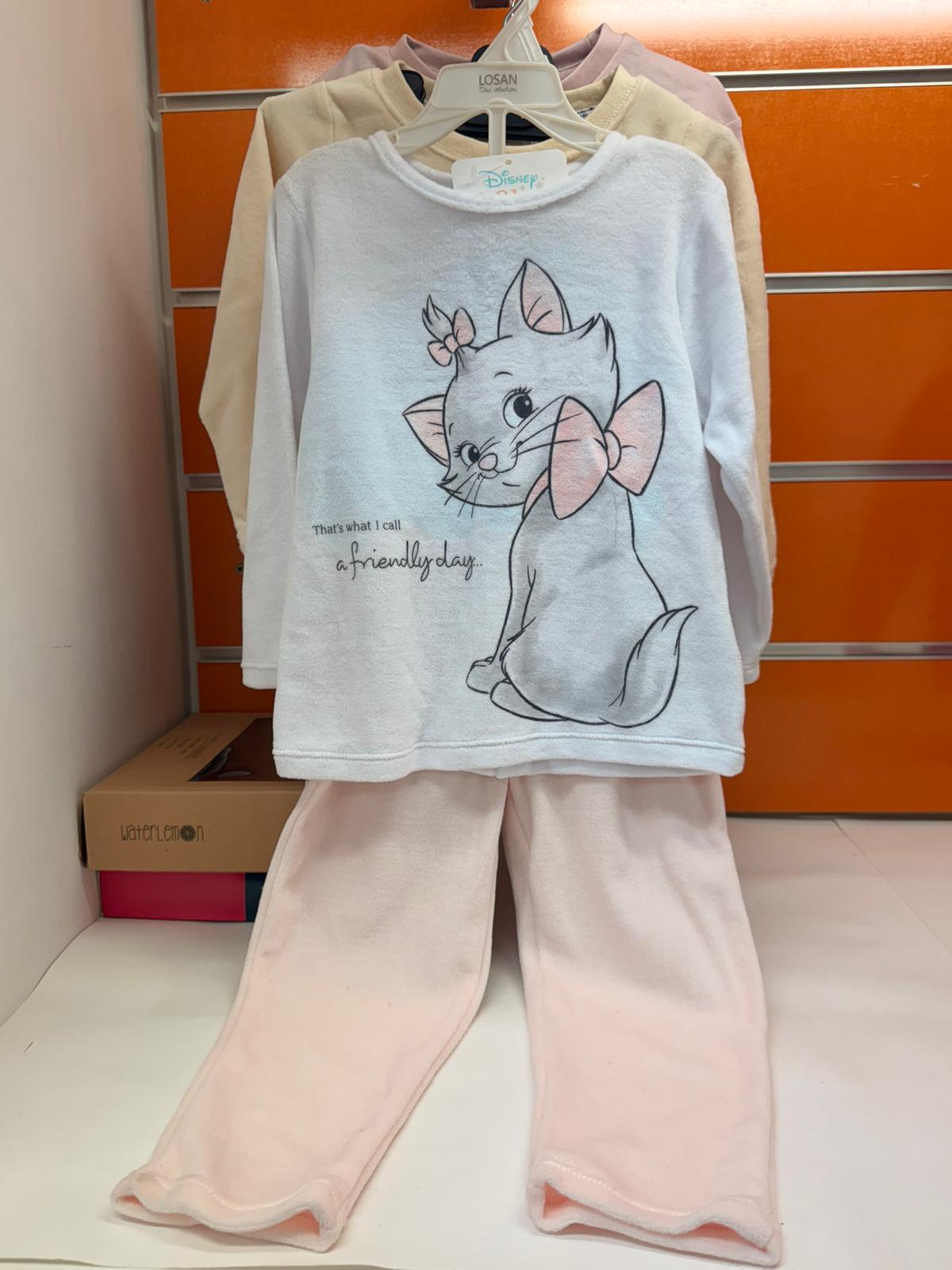 Pijama bebé Disney Marie blanco y rosa, talla 23 meses