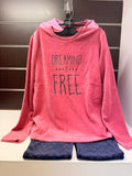 Pijama Losan Dreaming Is Free rosa coral y azul marino con estrellas, talla 16