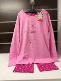 Pijama niña Losan rosa chicle con sopa de letras y estrellas, talla 14