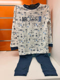 Pijama infantil Kinanit Air Craft con camiseta estampada de aviones y pantalón azul, talla 8 años