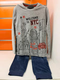 Pijama infantil niño Losan gris Welcome to NYC con pantalón azul marino, talla 6