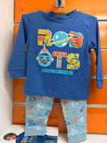 Pijama infantil niño azul con robots, talla 1