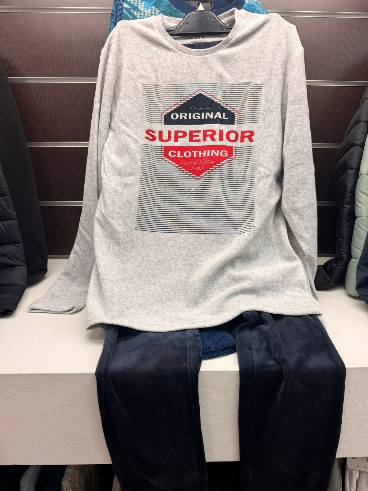Pijama Teen Losan Original Superior gris y azul marino talla 16