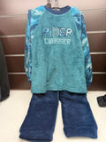 Pijama Teen Rider Crosser turquesa y azul marino talla 12