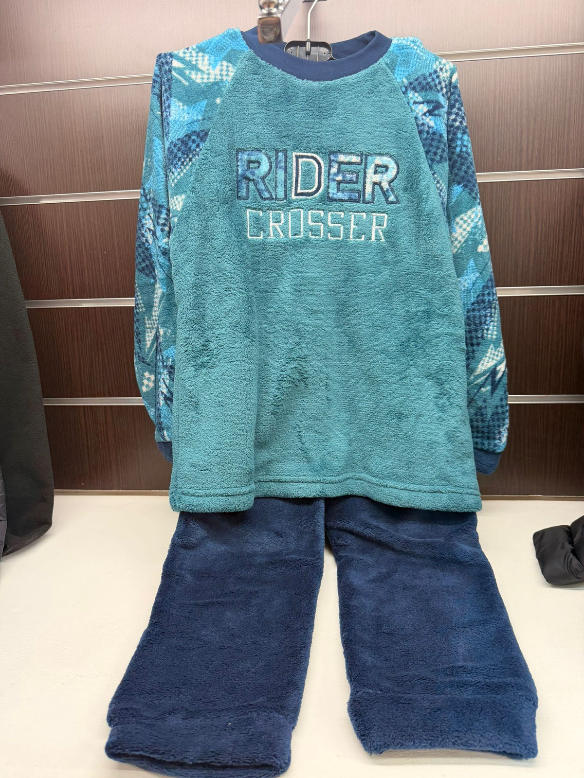 Pijama Teen Rider Crosser turquesa y azul marino talla 12