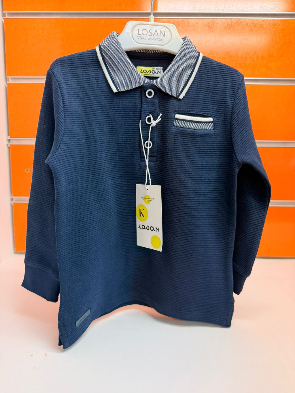 Polo azul marino de manga larga niño Losan, talla 2 años
