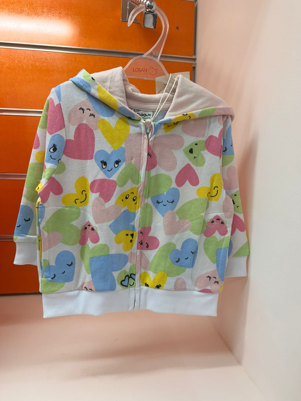 Sudadera bebé Losan Have Fun con corazones multicolor, talla 9-12 meses