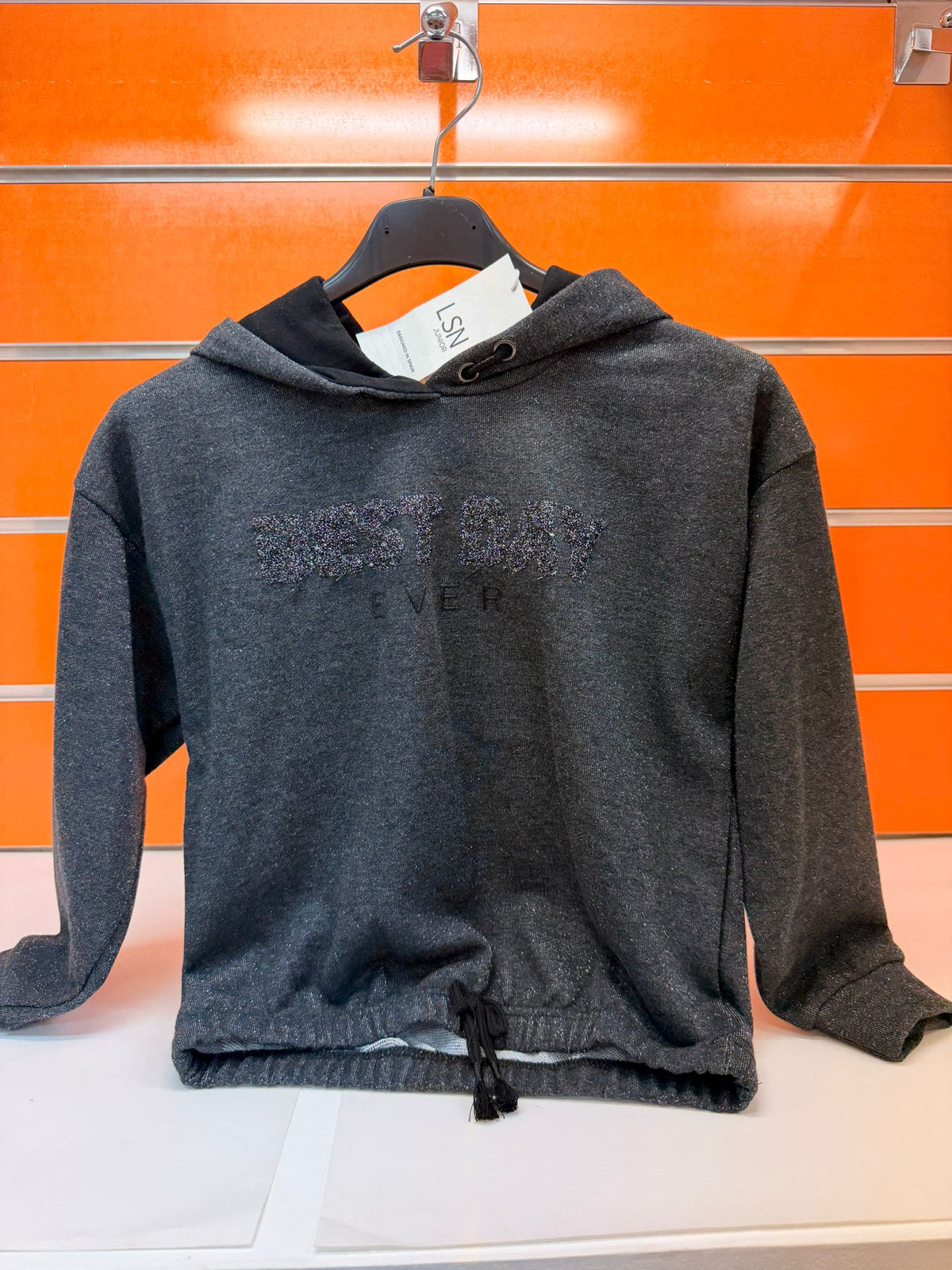 Sudadera gris oscuro Losan Junior con capucha y texto Best Day Ever