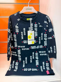 Sudadera niña Losan azul marino estampada Go Up Girl, talla 2 años