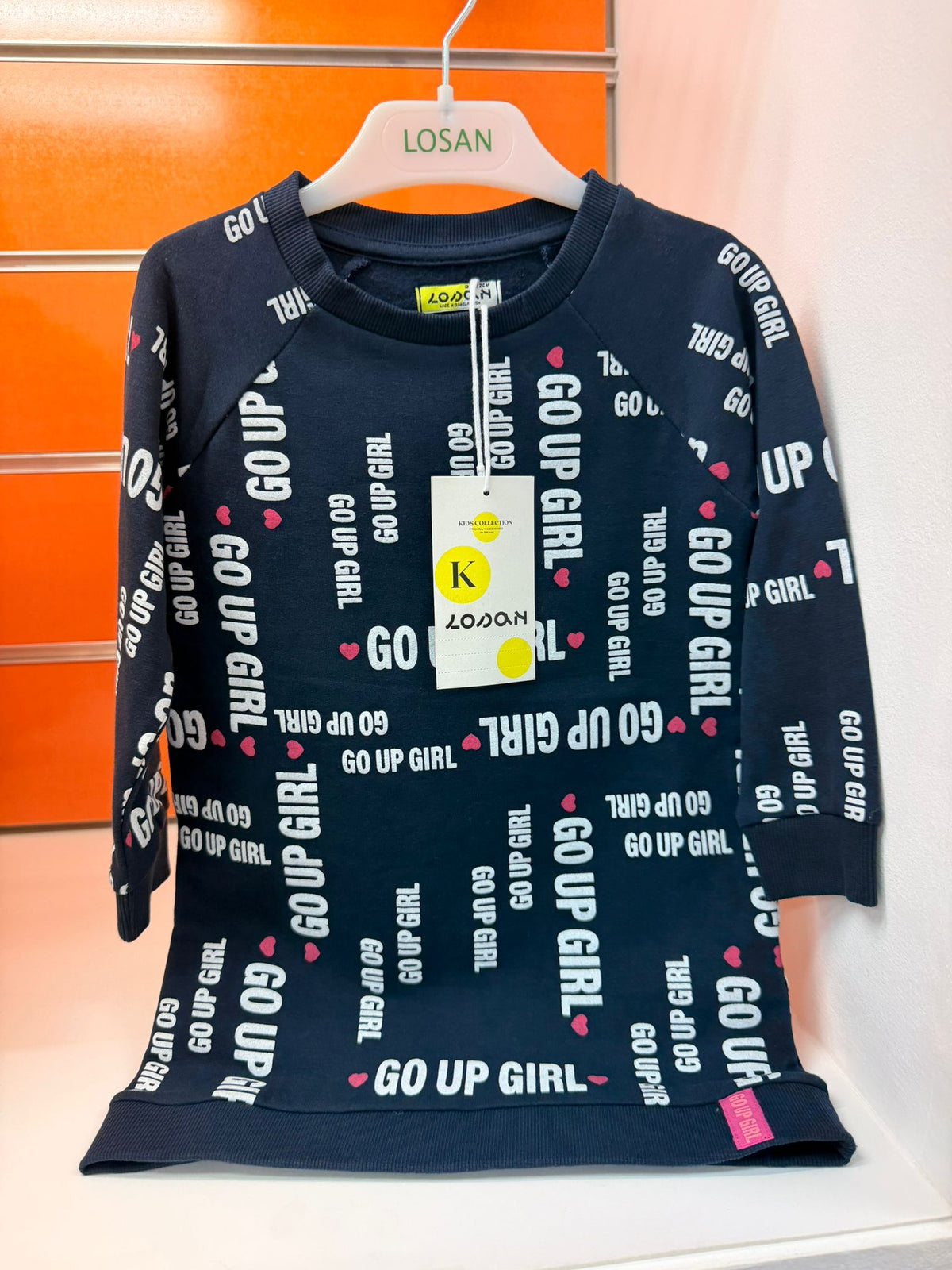 Sudadera niña Losan azul marino estampada Go Up Girl, talla 2 años