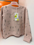 Sudadera niña Losan rosa claro con estampado de conejitos, talla 6 años