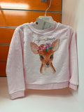 Sudadera niña Losan rosa de tacto suave con ciervo y flores, talla 4 años