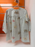 Vestido bebé Losan Teddy ecru con estampado de ositos, talla 9-12 meses