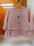 Vestido bebé niña Losan rosa con bailarina y tul, 3-6 meses