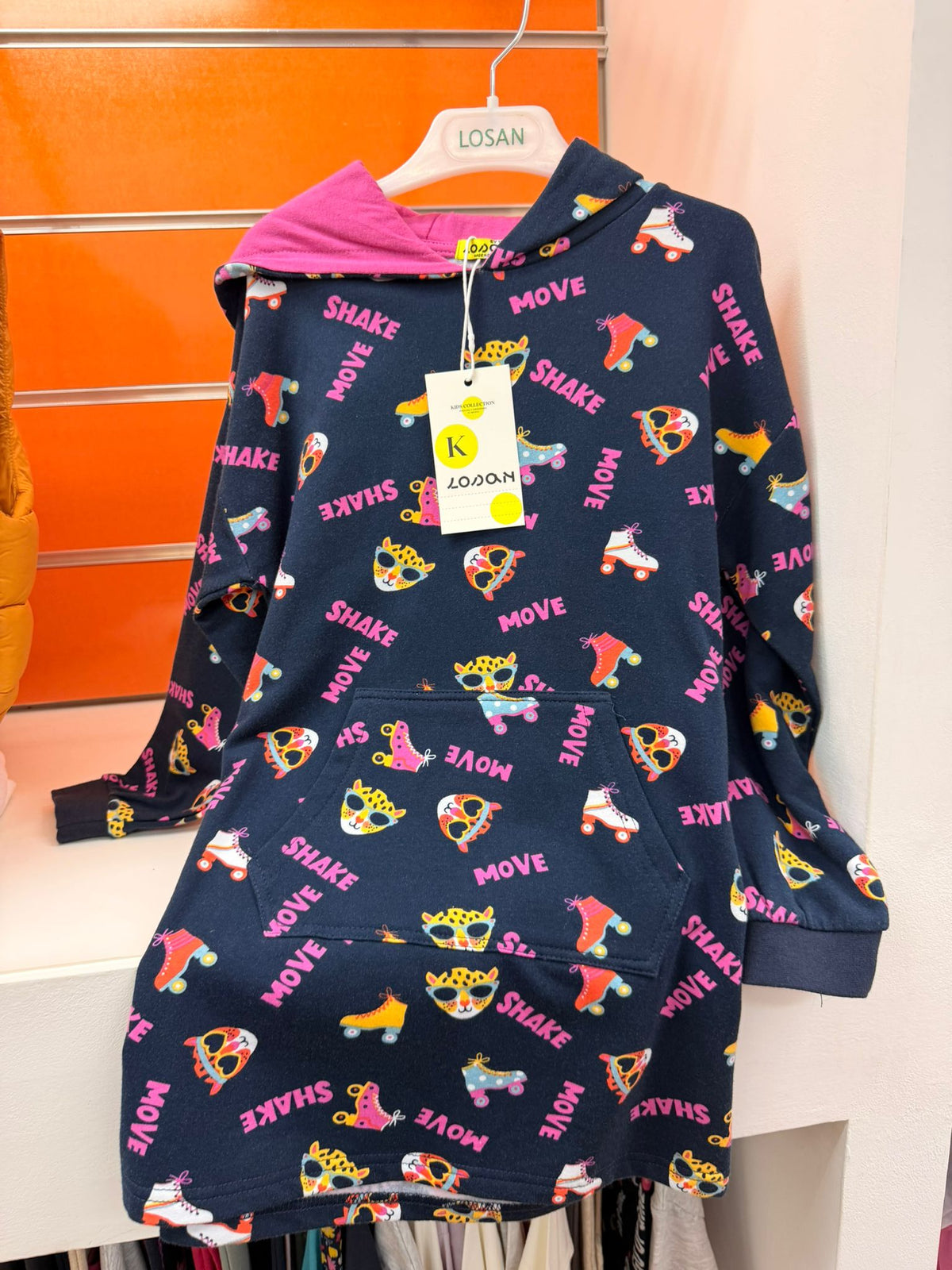 Vestido sudadera niña Losan azul marino Roller con capucha, talla 6 años